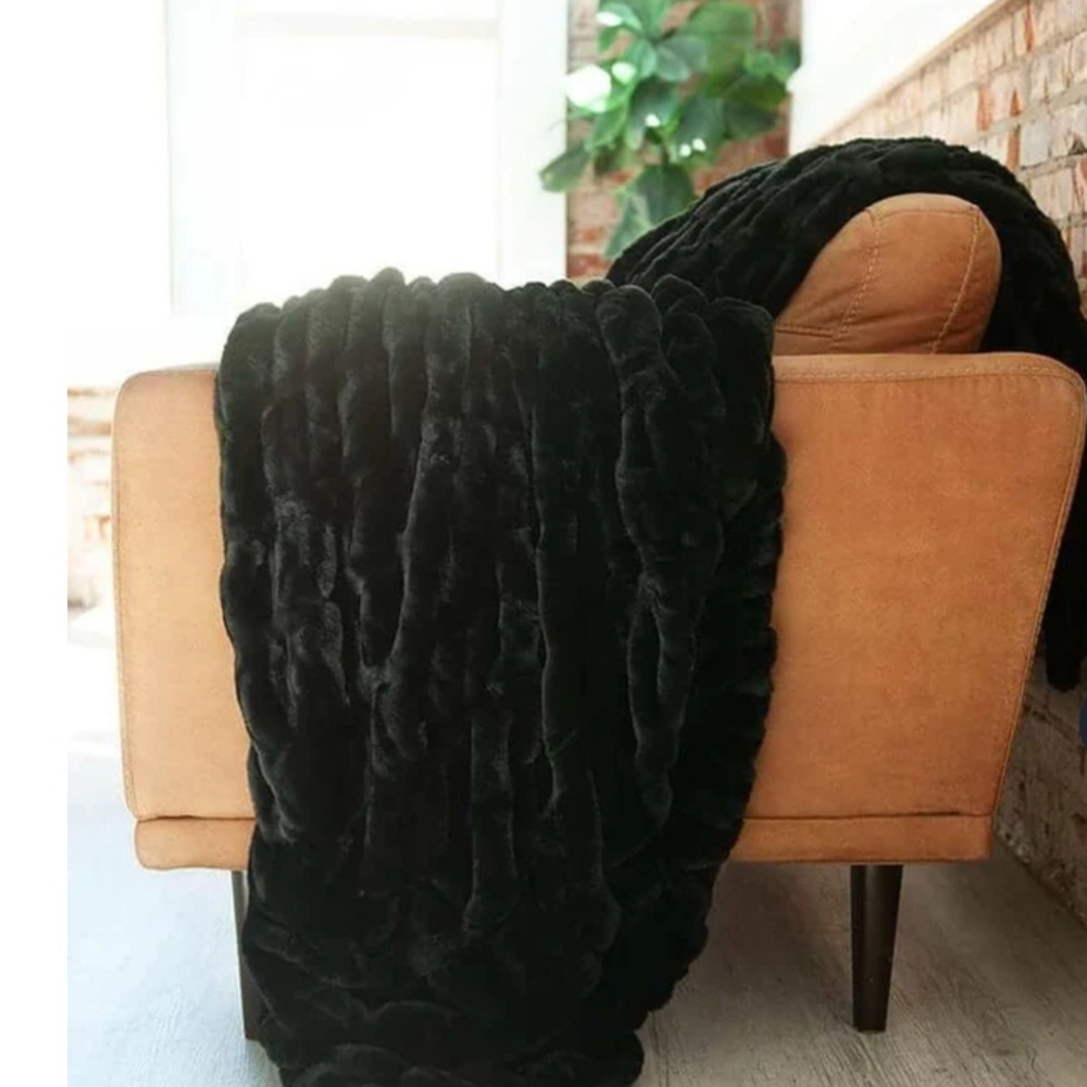 Minky Couture Plush Grey Throw Blanket